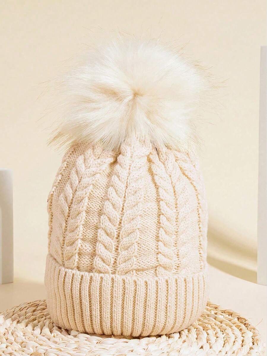 1顶保暖内衬滑雪帽，Y2K风格针织帽，休闲百搭冬季保暖帽，适合通勤 - 米色 - 查看 1