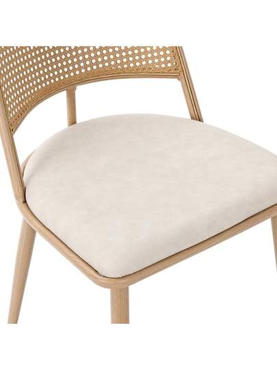 Pu Seat Cushion Rattan Chair, Beige, Black, Pieces, Restaurant, view 9