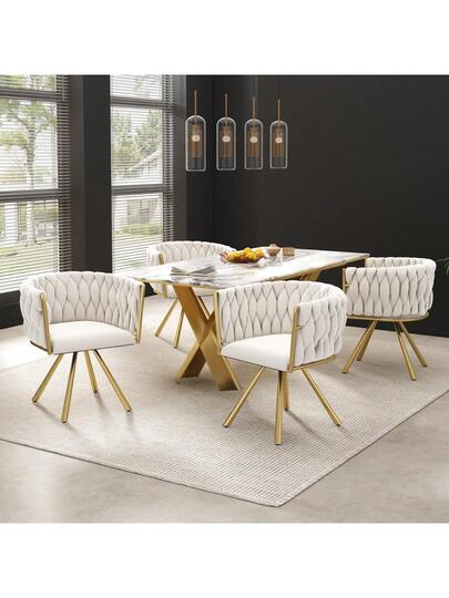 Dressing Chair, Piece, Luxe Swivel Bedroom Leisure Four Metal Support Legs, Roze view 4