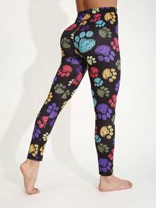 Spring Summer Casual Women Elastic Black Tight Pant With Polka Dot Print Home Lifting Buttocks Leggings Outdoor Vacation Walking Fitness Cropped Pants - Multicolor - View 10