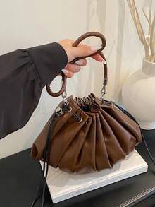 2025 New Stylish Vintage Underarm Bag, Versatile Commuter Tote Shoulder Bag With Pleated Cloud Design