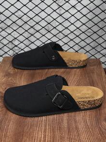 春夏新款男士休闲拖鞋，穆勒鞋款式，舒适可调节鞋带，柔软软木鞋垫，适合秋冬季节、居家、办公、卧室等场合，休闲穿着，室内休闲，亦可作为礼物，尺码为欧盟36-45码。 - 黑色 - 查看 7
