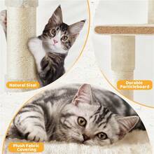Butterslay 1pc Modern Multilevel Cat Tree Cat Condo With Perch And Scratching Post For Indoor - Màu be - Xem 6