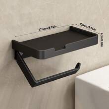 1个带置物架的卫生纸架，壁挂式纸巾架，多功能浴室卫生纸收纳盒，壁挂式卫生纸架，采用防锈材料制成，自粘式设计，实用方便 - 彩色 - 查看 4