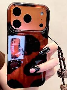 غطاء هاتف خلفي فاخر بطبعة نمر بني كهرماني، متوافق مع أجهزة 17 Pro Max، 17 Pro، 17، 16 Pro Max، 16 Pro، 16، 15 Pro Max، 15 Pro Max، 15 Pro، 15 Pro Max، 14 Pro، 13، 12 Pro Max، 11، بتصميم لامع وناعم لحماية الهاتف