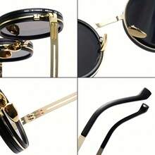 Men's Handmade Retro Lycra Style Fashion Glasses - Rotating Polarized Gradient Lenses, 9-Level Adjustable Frame, Durable Plastic And Magnesium Alloy, Includes Protective Case| Suitable For Travel, Camping, Role-Playing Parties And Events, Camping Glasses, Fashion Glasses, Polished Surface - màu đen - Xem 9