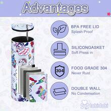 Tokidoki Unicorno Bottle 16oz Insulated Stainless Steel Water Bottle With Straw Reusable Insulated Bottle - Denim Daze - Xem 3