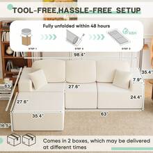 Devoko Modern Modular L-Shape Sofa With Chaise,Cloud Sectional Couch, Upholstered Couches For Living Room - 白色 - 查看 7