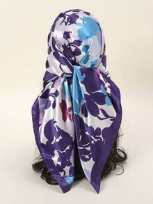 1pc Women's Fashion 90cm Square Scarf With Printed Pattern, Geometric Print Bandana Headscarf, Multifunctional Headwrap, Suitable For Daily Wear, All Seasons - Multicolor - View 3