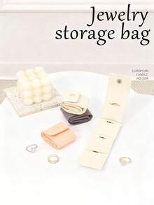 1PC Mini Compartment Jewelry Bag, Simple Portable Ring Storage Bag, Travel Earring Jewelry Storage Bag