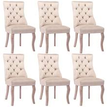 4-Leg Stool, Beige Velvet Dining Chair, High Back, Button Upholstery, Solid Wood Frame, Beige (Set Of 4) - Beige + Velvet - View 7