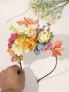 1个3D逼真玫瑰花发箍，女士发圈发带，家居美发饰品 - 彩色 - 查看 4
