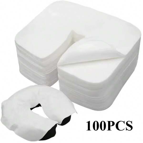 TOEDO 100Pcs Disposable Non-Woven Headrest Pillow Paper Beauty Salon Bed Table Cover Massage Face Cradle Head Rest Pads Covers