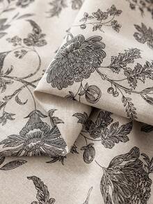 1pc Vintage Floral Print Curtain, Black Floral Print With Black Tassel Decor, Suitable For Living Room, Kitchen, Bedroom, Study, Balcony, Patio, Suitable For Home, Room, All Season - Black and White - View 10