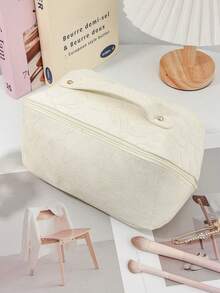 1 Peça Bolsa de Maquiagem Vintage de Estilo Retrô Multifuncional de Grande Capacidade com Estampa Floral, Bolsa de Maquiagem com Suporte, Bolsa de Toalete, Bolsa de Viagem e Higiene, Bolsa de Armazenamento de Cosméticos e Produtos de Cuidados com a Pele, com Design de Abertura Ampla para Fácil Acesso, Elegante e Portátil com Vários Compartimentos, Essencial para Viagens e Vida Diária, Presentes de Aniversário e Natal