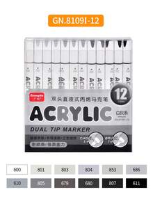 GuangNa 12/72/240colour Dual-Tip Acrylic Markers For Rock Painting, Ceramics, Wood, Plastic, Calligraphy, Card Making - Multicolor - View 10