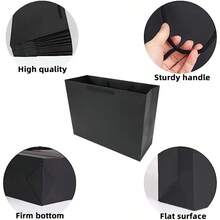 PACK4YA Paper Gift Bags Present Bag With Handles For Birthday Wedding Christmas Party Shopping  Shower 35x13x26 Cm Black 12 Pieces