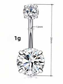 VJS 1 buah/3 buah Cincin Pusar Seksi Mengkilap 1,6 mm untuk Wanita, Cocok untuk Festival Musik dan Pesta, Rendah Alergi - Antique Silver - View 15