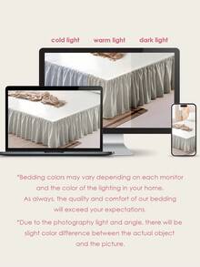 1pc Basic Lightweight Mint Ruffle Bed Skirt, Classic Style, Soft & Fashionable, 100% Microfiber Fabric, 15-Inch Drop, Light Gray. Suitable For Home Bedding, Dorm, Oeko-Tex Certified. - Light Grey - View 8