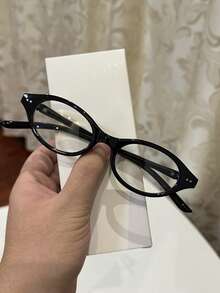 1pc Women's Casual Retro Oval Frame Red Plain Glasses, Suitable For Daily Wear And Street Photography - Multicolor - View 7