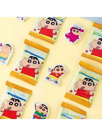 1/3/6 Crayon Shin-Chan Simulated Lucky Draw Eraser Bag Blind Box Erasers, Cute Gifts And Prizes, Suitable For Teachers To Reward Students, Office Supplies