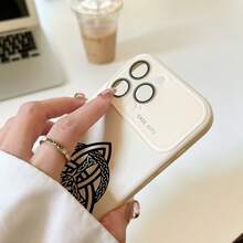 Compatible con las series 17 Pro/17 Pro/17/16 Pro/15/14/13 Pro/Plus. Diseño De Nudos Smartphone De ventna Grande En Blanco Y Negro. Lente completa que ofrece esquemas de color evolucionados. Teléfono - Rosa - Ver 2