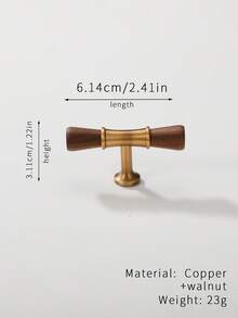 1pc Walnut Wood & Brass Vintage Bronze Cabinet Door/Drawer Pull Handle - Multicolor - View 28