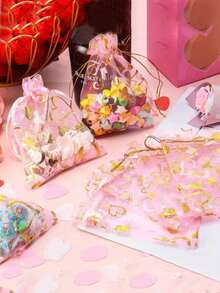 100 /50/20 件，月亮星抽绳欧根纱袋 - 非常适合珠宝、派对礼物 - 混合颜色适合婚礼、情人节和圣诞节！ - 包裝袋 - 查看 8