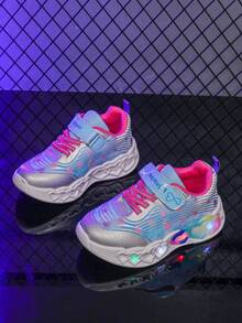 1双时尚LED发光透气网面运动鞋，男女童皆宜 - 休闲、减震、四季皆宜防滑户外跑步和步行鞋 - 粉色 - 查看 2