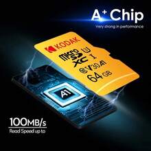 Kodak 柯达存储卡 32GB 64GB 128GB 256GB Class 10 Micro SD 卡 C10 Microsd V30 U3 A1 4K - 黃色 - 查看 5