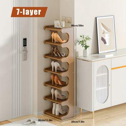 Senmeo 7-Tier Bamboo Shoe Rack, Shoes Storage Shelf With Reinforced Thick Panels, Durable & Heavy-Duty, Max Space Efficiency, Rounded Corners, Fast Assembly, Shoe Organizer For Entryway, Closet, Bedroom, Hallway, Entryway Organizer, Closet Organization