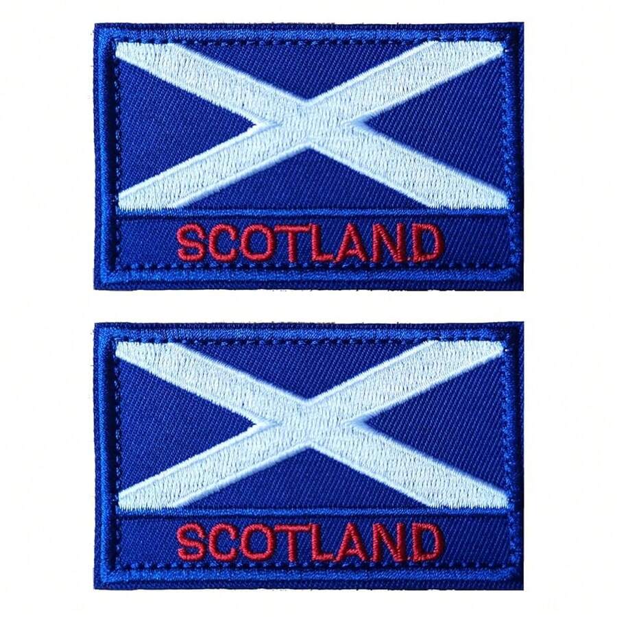 2 PCSScotland Flag Patches Embroidered Tactical Military Morale Patch Applique Fastener Hook And Loop{Inchcolor_nameinch:InchScotlandinch} - Scotland - View 1