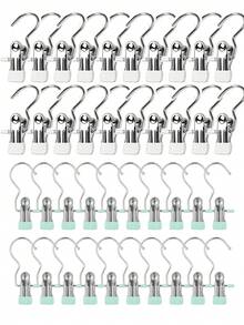 50/40/30/20/15/10/5件不锈钢衣夹，带钩洗衣衣钉，衣柜靴子衣架，带钩夹子，便携式挂衣夹，衣柜收纳袋，多功能单夹衣架，靴子夹，无缝挂钩织物收纳袋，适用于裤子、帽子、裙子、袜子、鞋子、裙子、牛仔裤、靴子、裙子