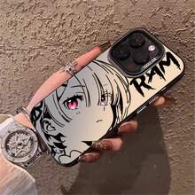 Anime Re:Zero RAM Phone Case For , Black & White Cartoon Design Protective Clear Cover - Plateado - Ver 6
