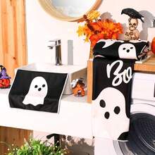 3 Pack Halloween Ghost Bathroom Towels Set Black White Ghost Hand Towels Halloween Bath Dishes Absorbent Fingertip Towel For Bathroom Kitchen Hotel Beach Gym Spa{Inchcolor_nameinch:InchBlackinch,Inchstyleinch:InchGhostinch} - MaMa - Xem 4