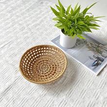 1/2 pièces Panier tressé en rotin creux d'automne, panier de rangement d'ustensiles en rotin tressé, panier de rangement rond minimaliste pour la maison - Multicolore - Voir 8