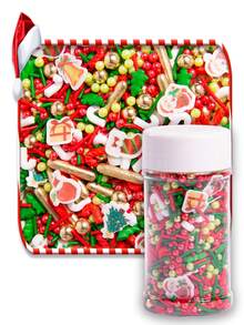 Christmas Sprinkles, Multicolored Pearls For Cake Decorating, Snow Flower Sprinkles For Baking, Pearls Jimmies Mix, Cake Topper Ice Cream Cupcake Cookie Toppings Dessert Decorations, Christmas Winter Party Supplies