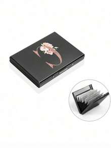 1个 - 6个卡槽超薄卡包玫瑰金首字母姓名A到Z图案钱包身份证银行信用卡夹极简主义超薄铝金属钱包银行卡盒RFID男女钱包金属卡夹收纳包，非常适合斋月、开斋节、情人节、圣诞节或感恩节。 - 彩色 - 查看 4