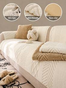 1 pieza Cojín de sofá de estilo bohemio de terciopelo suave, protector de sofá amigable con las mascotas, funda de sofá antideslizante, adecuado para sala de estar, dormitorio, silla de oficina, ventana de bahía, se ajusta a sofás de 1/2/3/4 plazas y sofás seccionales, cómodo y elegante, mejora la comodidad del hogar