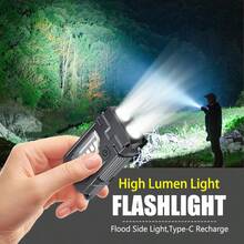 1pc V3 Mini LED Flashlight, Multifunctional Keychain Light, 12 Modes Fluorescent USB-C Rechargeable Flashlight, Outdoor Camping Lamp - Multicolor - View 12
