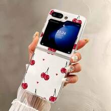 樱桃爱心可折叠屏幕手机壳，兼容三星 Galaxy Z Flip3 5G/Galaxy Z Flip 4 5G/Galaxy Z Flip 5 5G/Galaxy Z Flip 6 5G/Galaxy Z Flip 7 5G，可爱时尚的手机保护套 - 彩色 - 查看 2