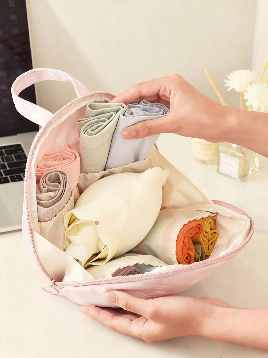 Túi đựng đồ lót và tất 3 trong 1 - Túi du lịch thiết yếu di động có khóa kéo, phù hợp với áo ngực, quần lót và đồ lót, thiết kế trang nhã, có thể giặt máy, màu hồng, túi đựng đồ du lịch | Túi sắp xếp thanh lịch | Túi đựng quần áo có khóa kéo, túi chống thấm nước, túi đựng đồ, túi đựng quần áo, túi đựng đồ du lịch - Nhiều màu - Xem 1