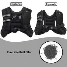 Weighted Vest With Reflective Strips, Suitable For Exercise, Strength Training, Running, Fitness, Muscle Building, Weight Loss, And Weightlifting. - Black - View 3