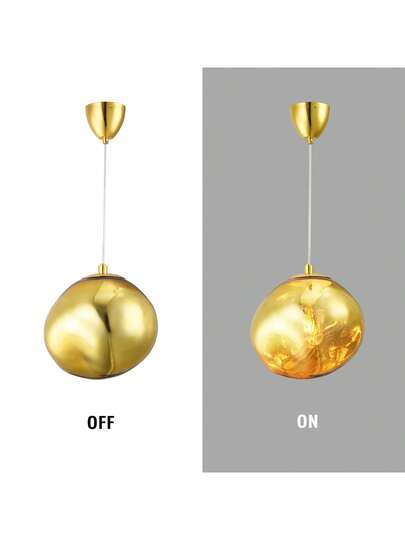 Alpinaluz Suspension Of Ceiling Avec Abat-Jour En Verre Doré Métallisé Au Design Moderne, Douille E27 Pour Salon Et Alle à Manger. view 8