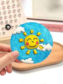 3D Sponge Canvas Three-Dimensional Round Board Paper, Foam Expansion Art Craft Paper, Diy Painting Sponge Compressed Foam Texture Painting Creative And Interesting Paper Art, Suitable For Friends Party Making, Christmas, School, Office, Family Activities Interaction, Emotional Communication, Companionship, Painting Art Fun - White - View 5