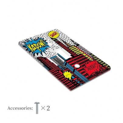 1 Superhero City Landscape Light Switch Panel, Decorative Wall Panels For Kitchen, Bathroom And Bedroom, Home Decoration, No Batteries Required, Easy To Install