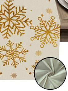 1pc Christmas Snowflake, Pancake Man & Tree Element Linen Table Runner, Single-Sided Printed, Suitable For Kitchen, Living Room Decor And Event Party Decoration, Christmas Decoration - Multicolor - View 5