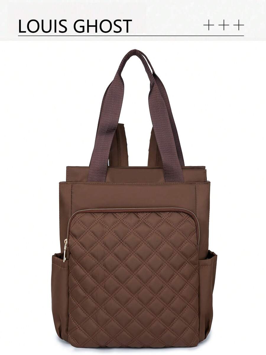 Women's Solid Color Multi-Function Large Capacity Backpack, Casual Minimalist Student Backpack, College Style Simple Shoulder Bag, Handbag, Multi-Function Backpack, Suitable For School, University, Middle School, High School, Commuting, Office And Other Occasions