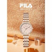 FILA Premium Women's Quartz Watch & Titanium Steel Crystal Bracelet Set – Elegant Pearl Dial, Shimmering Crystal Bezel & Stainless Steel Bracelet | Waterproof Luxury Timepiece Gift Set, Perfect For Wife, Girlfriend Or Lover On Valentine's Day, Christmas, New Year, Anniversary & All Special Occasions
