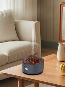300毫升 白色/黑色 7色火焰香薰加湿器，带精油功能，USB供电桌面火焰雾化加湿器，适用于卧室客厅，装饰香薰氛围灯，可作为朋友生日节日礼物 - 彩色 - 查看 1